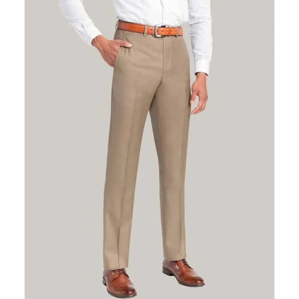 Santorelli Dress Pants Men's Pino Trousers Beige Wool Luxury Made In Italy SZ 36